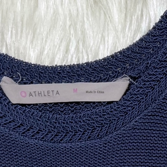 SOLD-Athleta Navy Blue Sleeveless Crochet Knit Long Tunic Top - Picture 12 of 12